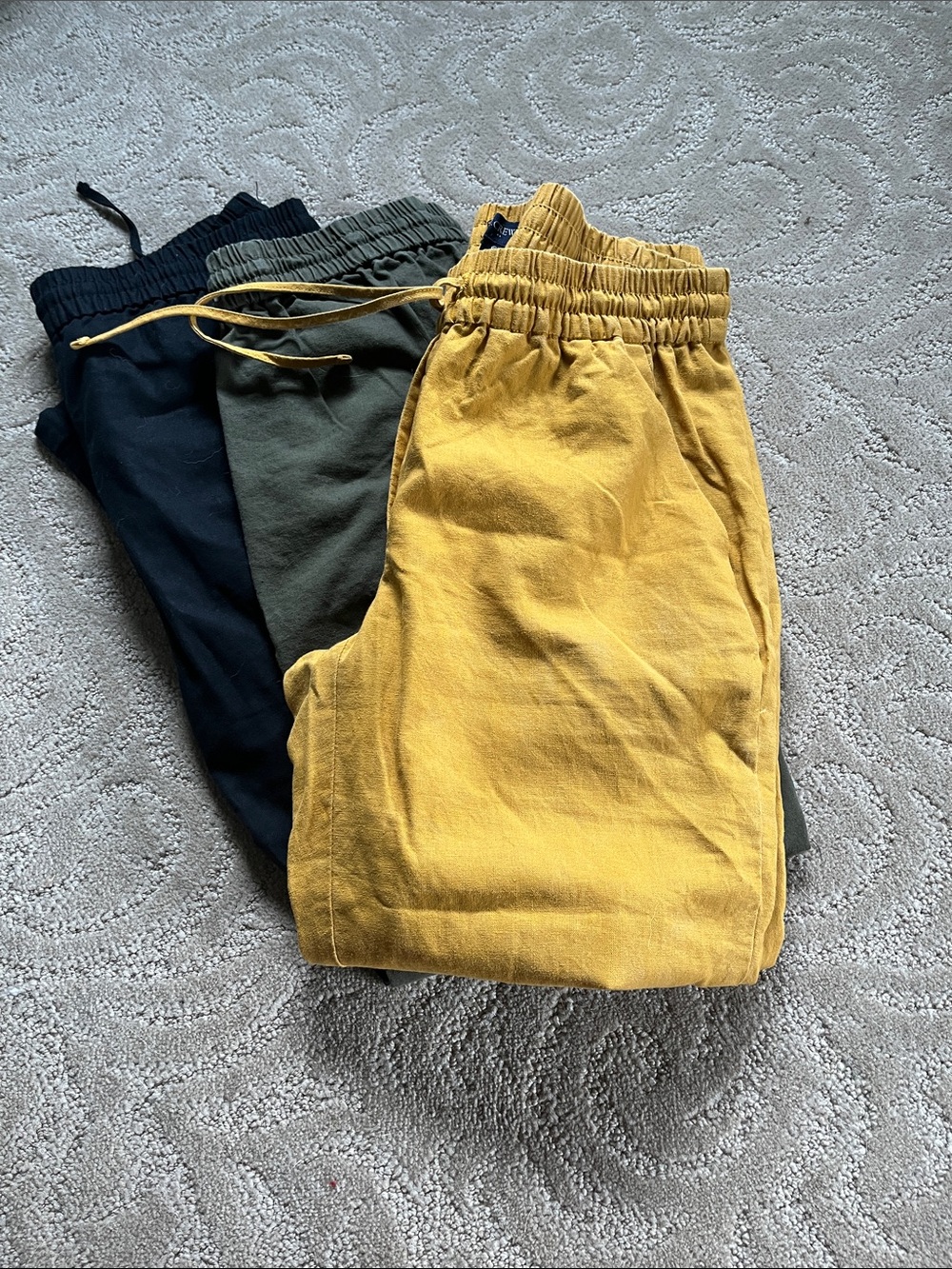 J Crew Elastic Waist Joggers with rolled hem Bundle - Mustard, Olive & Black